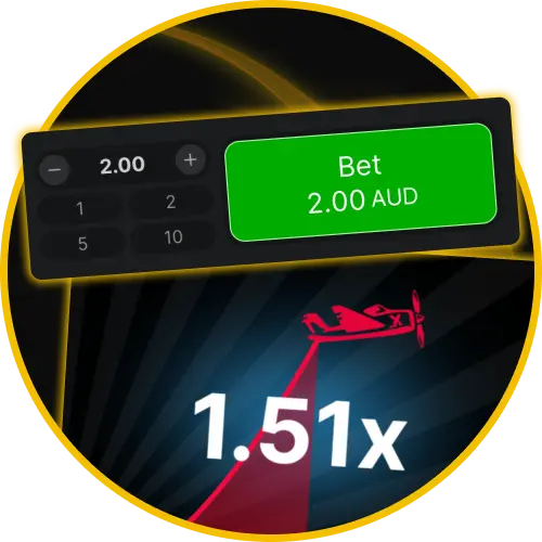 Use flexible betting controls to configure dual wager panels in Spribe Aviator at Golden Crown Casino Australia.