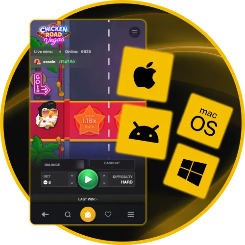 Enjoy multi-platform access to Chicken Road Vegas on desktop, Android, and iOS at Golden Crown Casino.