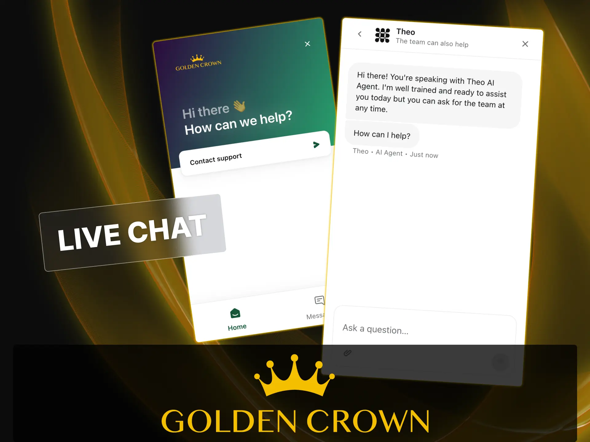 Connect with a real customer service representative within minutes via live chat at Golden Crown Casino Australia.