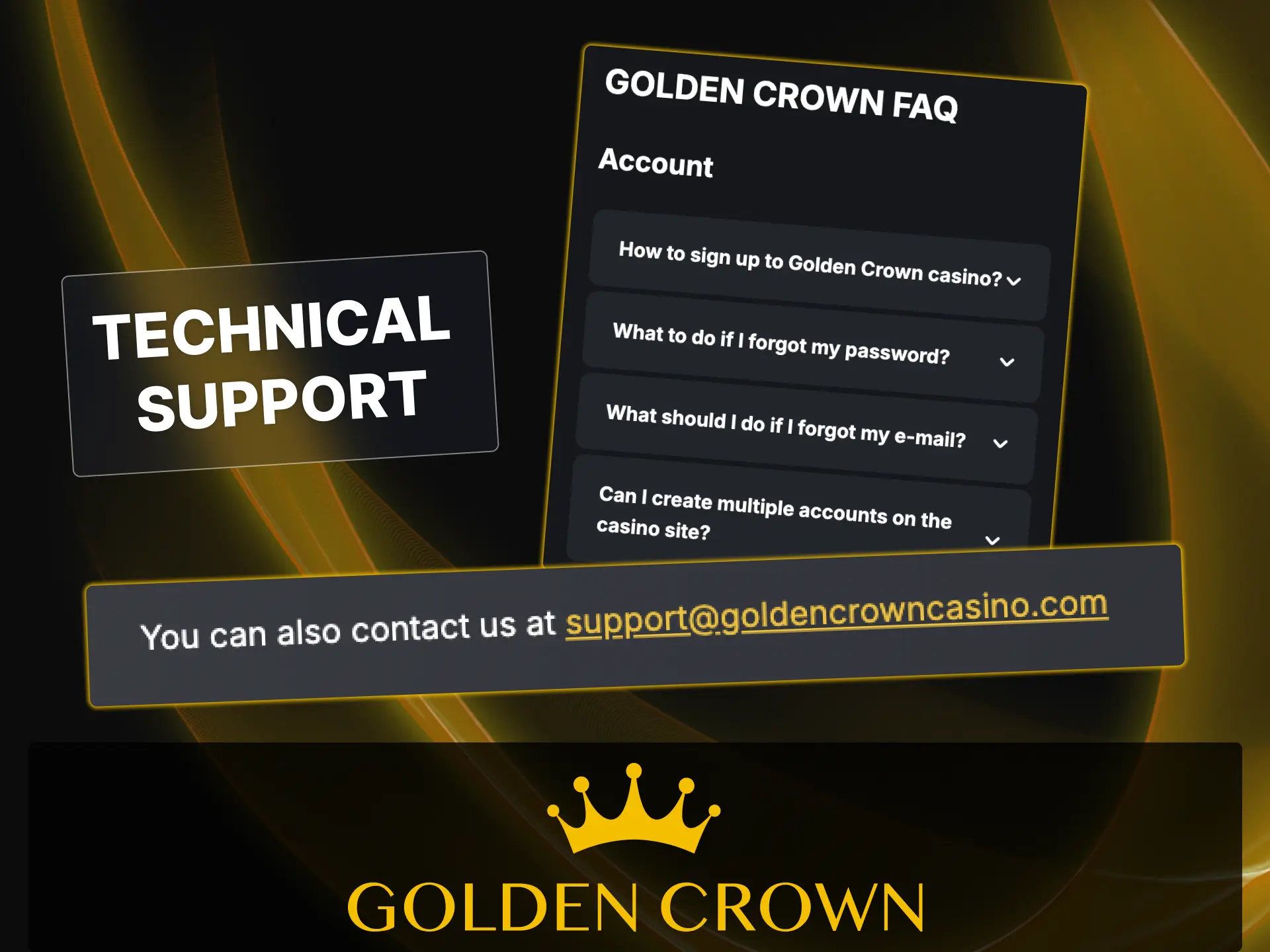 Contact technical support for fast resolution of game malfunctions, bet errors, and loading issues at Golden Crown Casino.